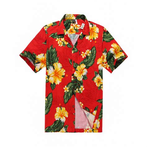 Checkered Yellow And Red Print Pattern Mens Hawaiian Shirt