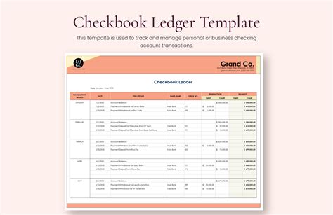 Checking Account Ledger Template