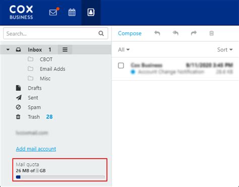 Checking Your Email Storage in Cox Business Webmail