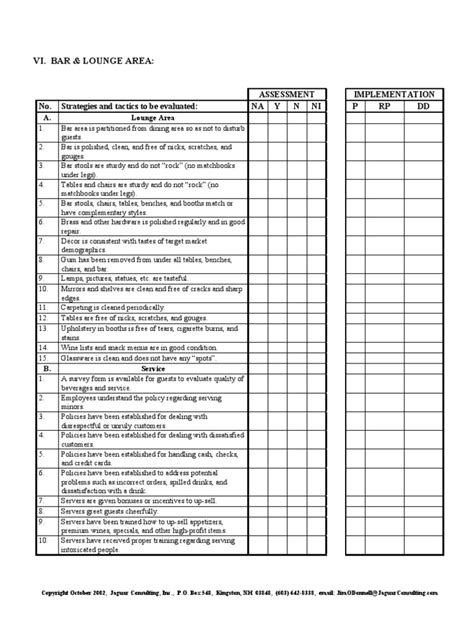Checklist Bar Menu