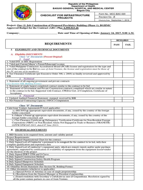 Checklist For Infrastructure 2017 PDF Joint Venture General