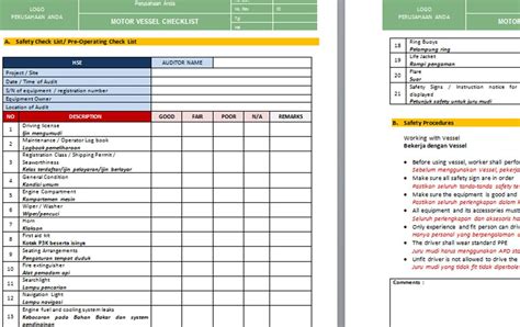 Checklist Perawatan Forklift