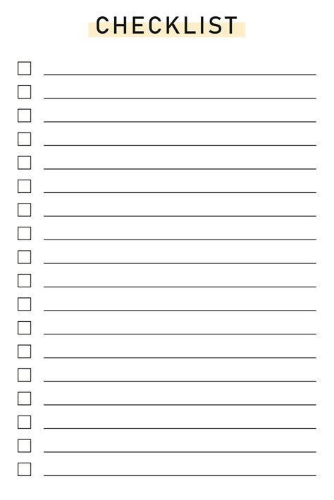 Checklist Printable I Checklist Template I Blank Checklist I Simple