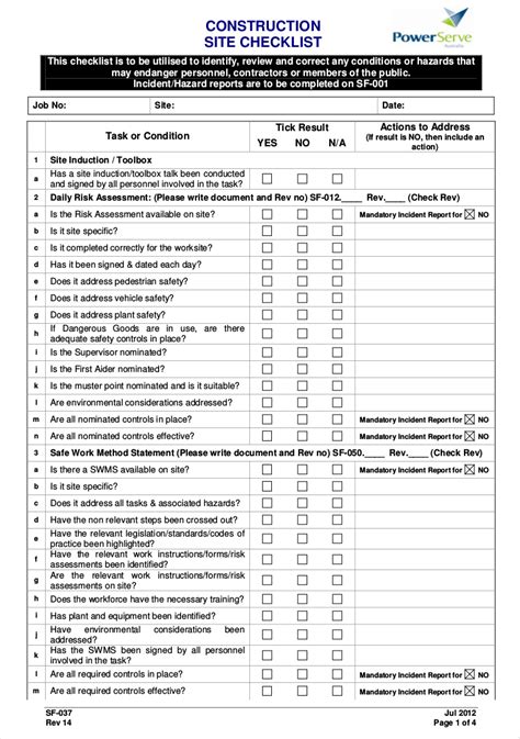 Checklist Sample Format HQ Template Documents