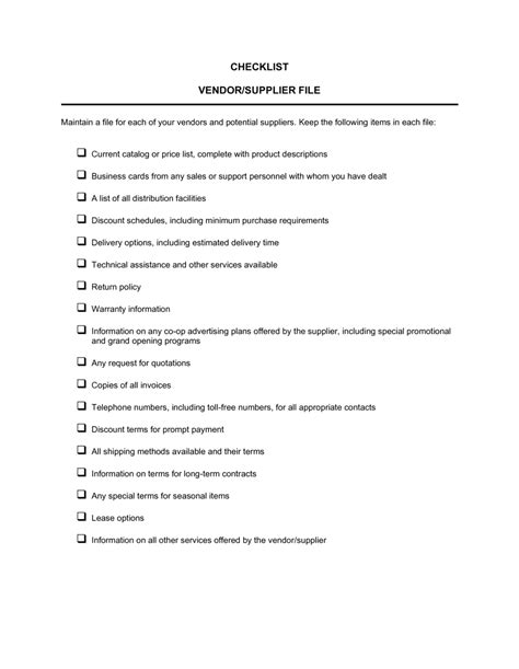 Checklist Vendor and Supplier File Template by BusinessinaBox™