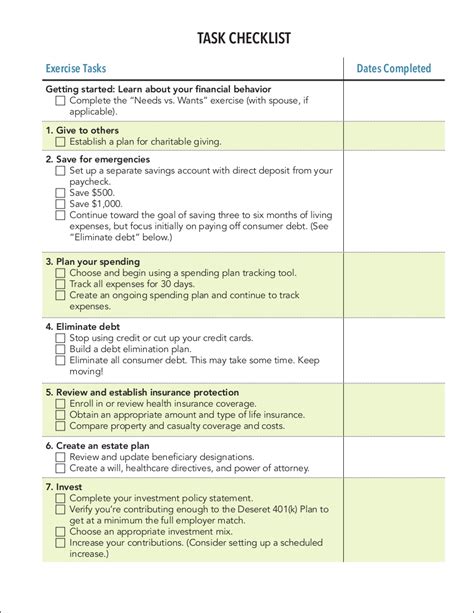 Checklist sample pdf.  Click any To Do List to see a larger version and...