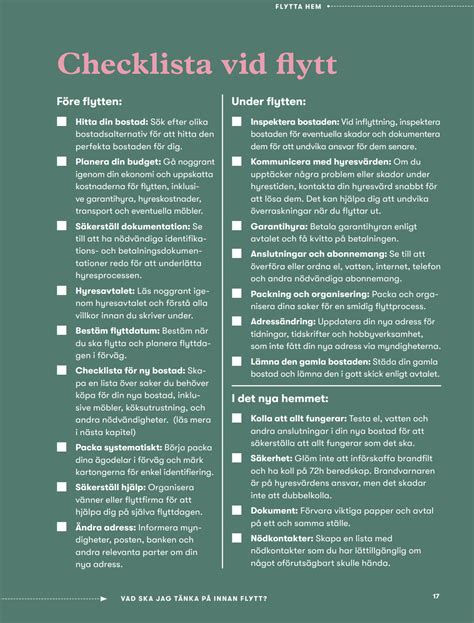 Checklista vid Flytt &rarr; Allt att t&auml;nka p&aring; (Komplett guide)