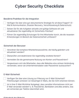 Checkliste zur Cybersecurity für kleine und mittlere Einrichtungen