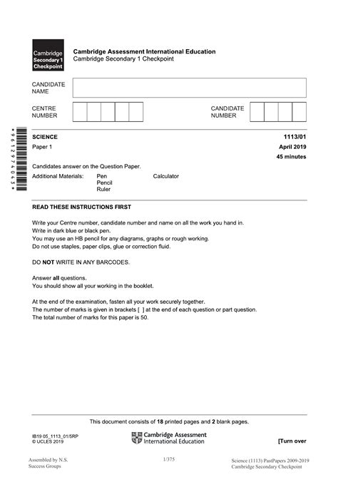 Checkpoint cambridge past papers. .  ...