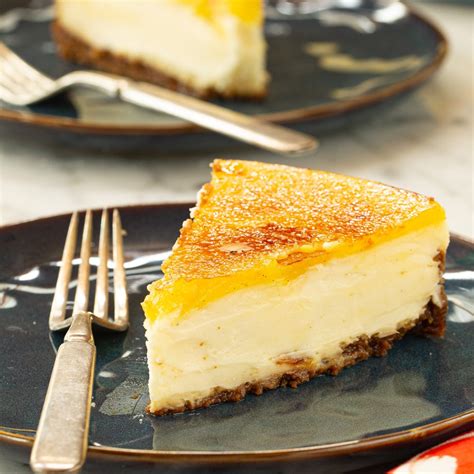 Cheesecake brulee. Press into the prepared pan (step 1). Bake the crust for 10 minutes in a 350 degree oven. While the crust bakes, prepare the filling. Use a handheld mixer to mix together the cream cheese, sugar, and flour until light and fluffy. Then, mix in the eggnog and the eggs, beating between each addition. 