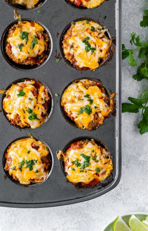 Cheesy Chicken Quinoa Enchilada Meatloaf Muffins