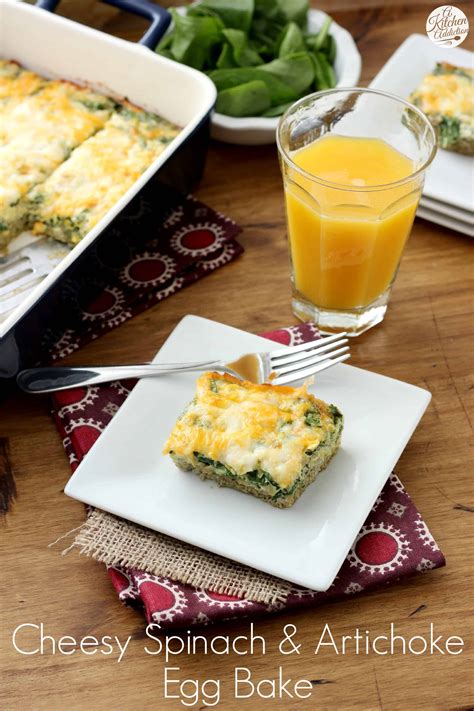 Cheesy Spinach and Artichoke Egg Bake - A Kitchen Addiction