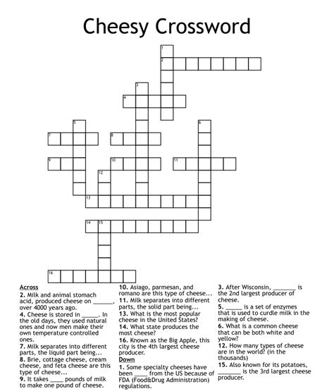 Cheesy chip crossword clue. The Crossword Solver found 30 answers to "so cheesy", 8 letters crossword clue. The Crossword Solver finds answers to classic crosswords and cryptic crossword puzzles. Enter the length or pattern for better results. Click the answer to find similar crossword clues . Enter a Crossword Clue. 
