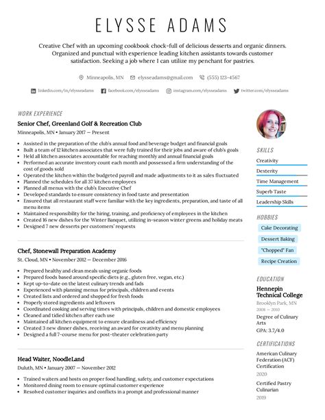Chef Resume Example & Writing Guide Resume Genius