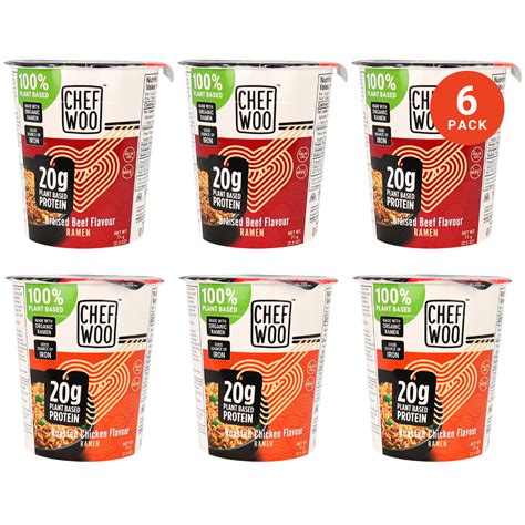 Chef woo. Ramen Express by Chef Woo Instant Ramen is full of flavor and contains zero milligrams of cholesterol and zero grams of trans fat with no added MSG, chemicals, or dairy. Plus, our vegetarian ramen noodles are packaged in a convenient and recyclable cup, making them the perfect comfort food, whether at home or on the go. 