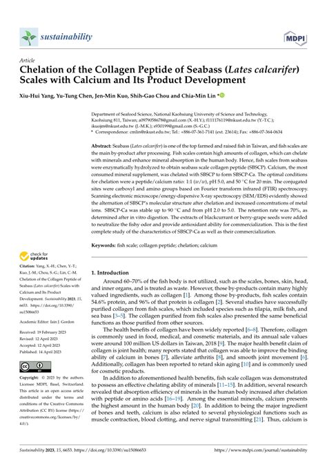 Chelation of the Collagen Peptide of Seabass (Lates calcarifer) Scales …