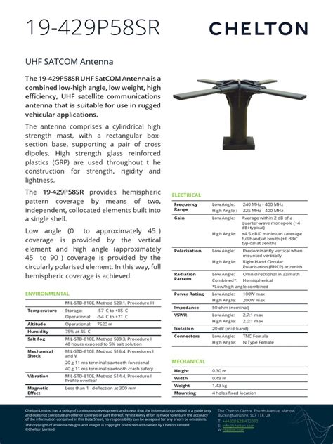 Chelton satcom antenna.  It provides hemispheric coverage using two independent collocated eleme...