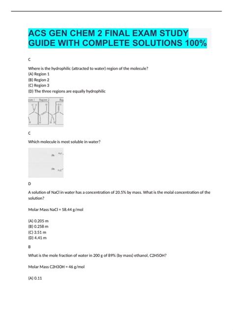 Chem 2 ACS final study questions help Student Doctor Network