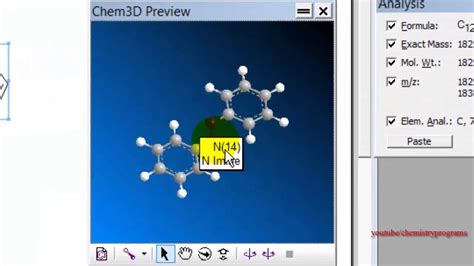 ChemDraw tutorial 16 show chemical structure in 3D preview YouTube