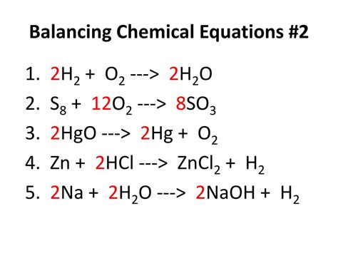 Chemical Equations Balanced on 03/07/18