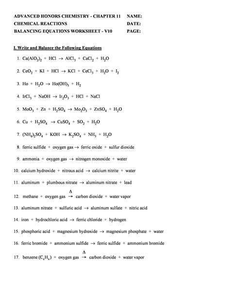 Chemical Formulas And Chemical Equations Test Answers