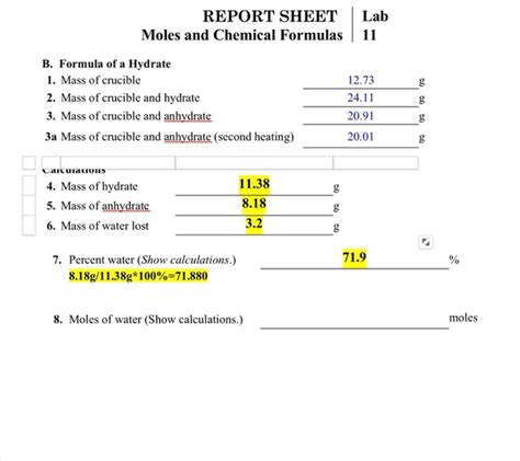 Chemical Formulas Lab Report