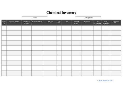 Chemical Inventory Worksheet Template - New York State …