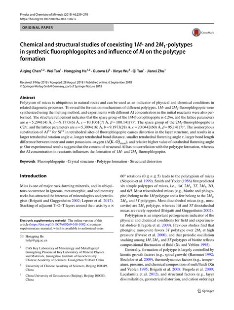 Chemical and structural studies of coexisting 1 - SpringerLink