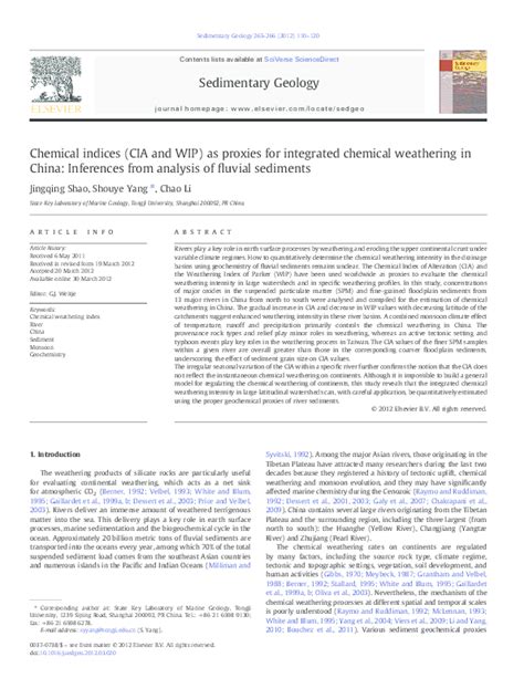 Chemical indices (CIA and WIP) as proxies for