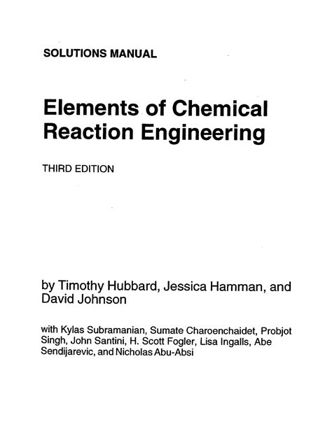 Chemical reaction engineering fogler solutions manual. - Leçons synchroniques d'histoire génénale en colonnes synoptiques.