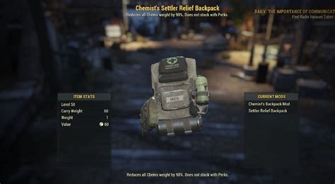 Looking to add some mods to your backpack? Whether to increase the carry weight, radiation resistance or the food spoilage rate reduction there are some mods for that! Here is a list of the backpack mods and what they do: Armor Plated: Lowered carry capacity. Increased damage resistance. Chemist: Reduces […]. 