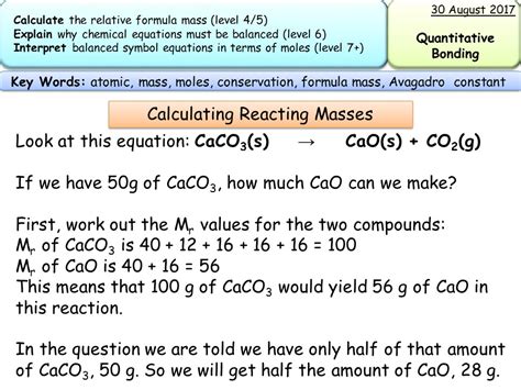 Chemistry: Calculating Reacting Masses Teaching Resources