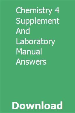 Chemistry 4 supplement and laboratory manual answers. - Hyd mech v 18 series 2 repair manual.