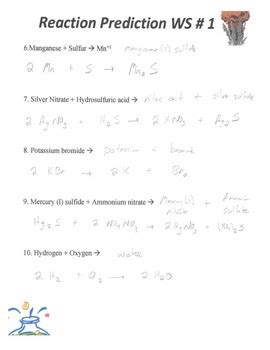 Chemistry Problems Reaction Prediction Answers