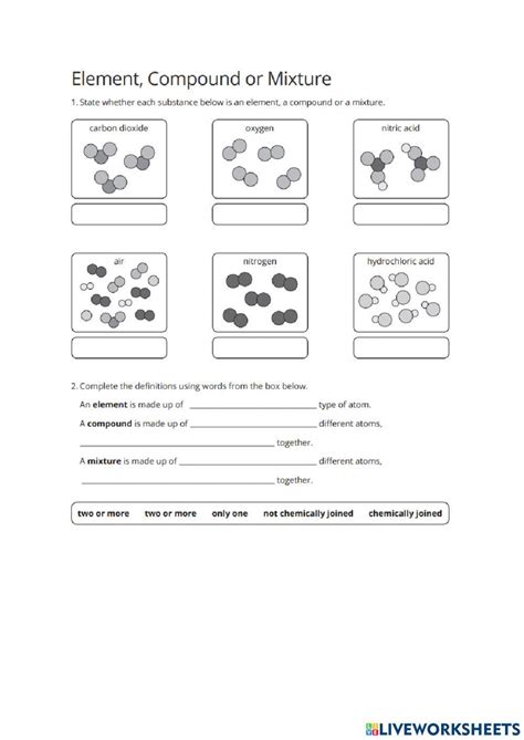 Chemistry Worksheets on Elements and Compounds Worksheets Library