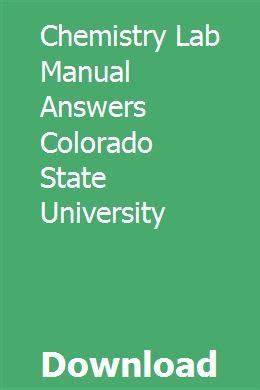 Chemistry lab manual answers colorado state university. - Solution manual for elasticity in engineering mechanics.