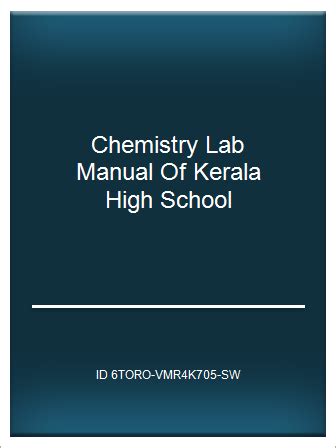 Chemistry lab manual of kerala high school. - Study guide for the low voltage license.