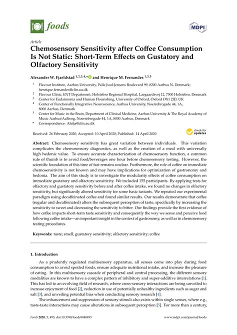 Chemosensory Sensitivity after Coffee Consumption Is Not ... - PubMed