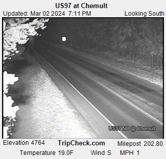 Chemult weather cam. Check out the current traffic and highway conditions on US-97 @ Chemult in Chemult, OR. Avoid traffic & plan ahead! Check out the current traffic and highway conditions on US-97 @ Chemult in Chemult, OR. ... By integrating our hyper-local weather data with Smart Home connected devices we are delievering predictive energy efficiency insight to ... 