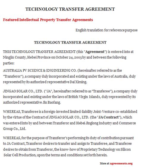 Cherokee Federal hiring Technology Transfer License Agreement ...