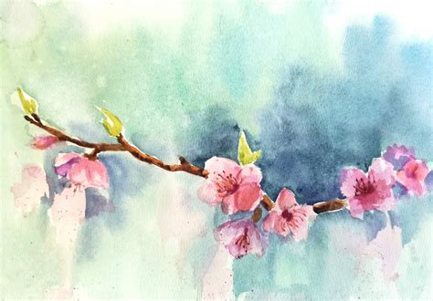 Cherry Blossom Tree Watercolor - Etsy