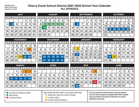 Cherry Creek Calendar
