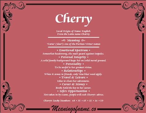 Cherry Name Meaning & Origin, Lucky Number, Gender, …