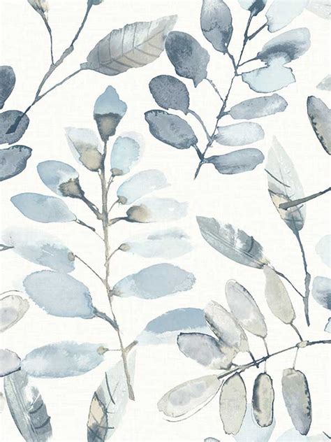 Chesapeake 312413908 Pinnate Blue Leaves Wallpaper