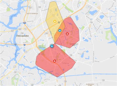 Chesapeake power outage. Call us at 866-366-4357 to report a downed line. It's important to remain on the call and speak with a representative. Provide as much information about the location and condition of the line. This helps us secure the line and ensure safety as soon as possible. We respond to every downed line call. 