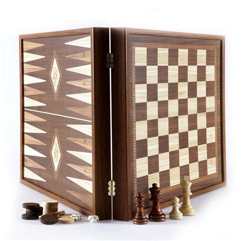 Chess, Backgammon & Draughts Set (45mm squares)