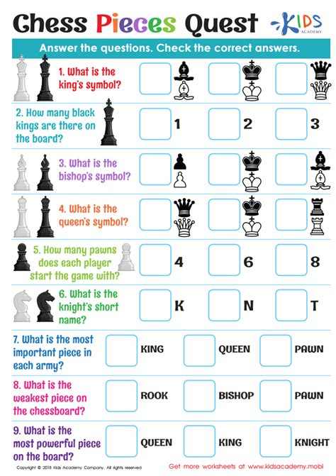 Chess Printables For Kids