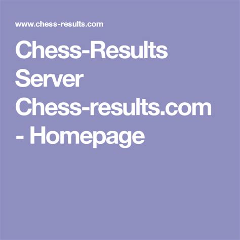 Chess-Results Server Chess-results.com - Homepage