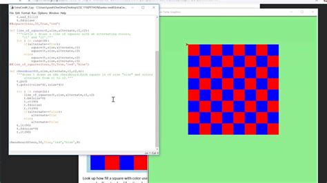 Chessboard python turtle code.  To move turtle, there are some functio...