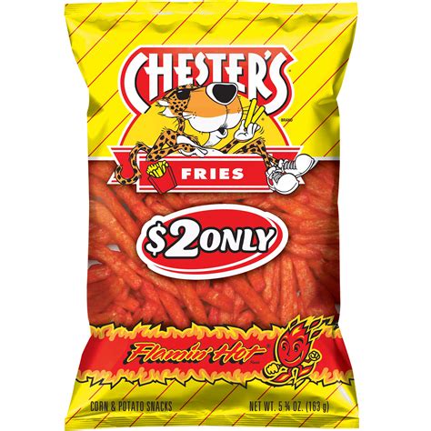 Chester’s hot fries are made with the following ingredients. Enriched Corn Meal (Corn Meal, Ferrous Sulfate, Niacin, Thiamin Mononitrate, Riboflavin, and Folic Acid), Vegetable Oil (Corn, Canola, and/or Sunflower Oil), Dried Potatoes, Cheddar Cheese (Milk, Cheese Cultures, Salt, Enzymes), Salt, Whey, Buttermilk, Monosodium Glutamate, …. 